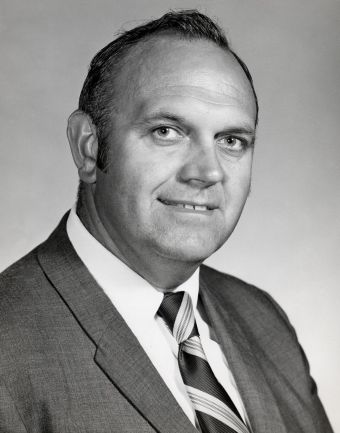 black and white headshot of a man